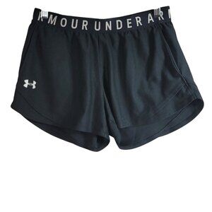 Under Armour Tech Play Up Shorts Black Small Pockets 3" Wicking HeatGear Loose